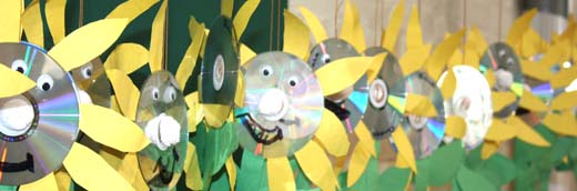 CDs as sunflowers